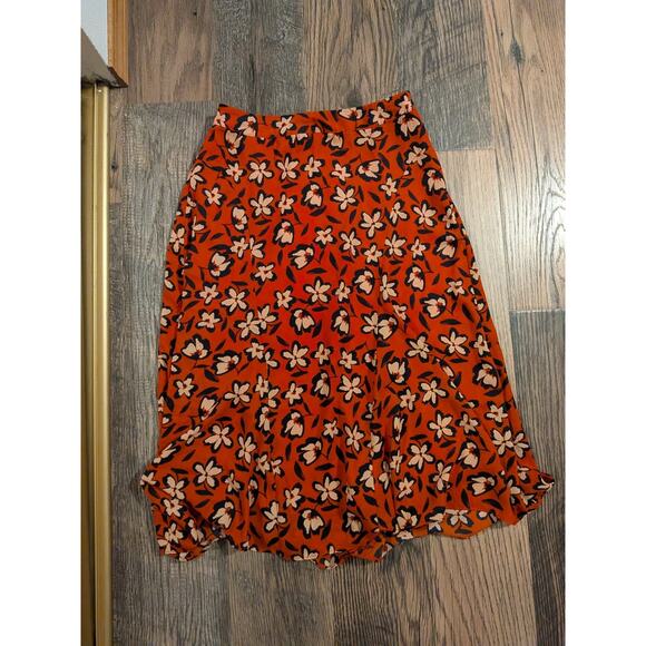 Who what wear bright red floral midi skirt size 2 - Picture 1 of 4